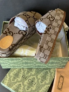 Brand New Gucci Womens Angelina Maxi GG Platform Slide Sandals-41 - Picture 1 of 3
