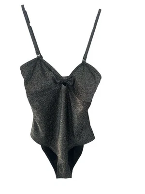 Body Betsey Johnson Negro Nudo Brillante Frontal Talla S Nuevo Foto 1 de 4