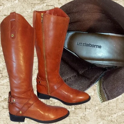 Liz Claiborne колена коричневый кожаный езды ботинки с стороны молнии | женщин 6 М - Изображение 1 из 4