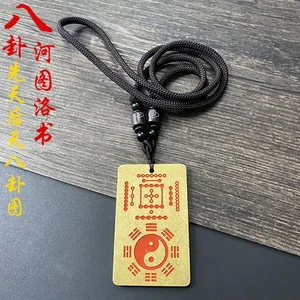 Collana con ciondolo in ottone taoista simbolo taiji bagua amuleto pendente per uomo donna - Foto 1 di 11