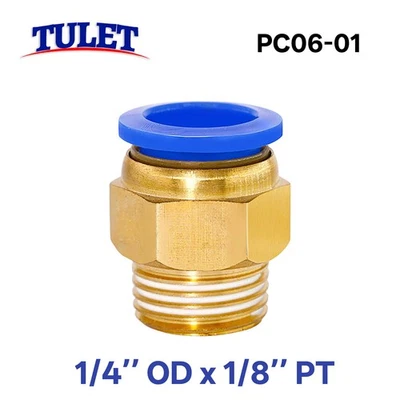 5x Pneumatic 1/4" Tube x 1/8" PT Male Connector Push in to Air Connect Fitting - Image 1 of 3