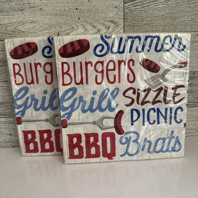 Summer BBQ Lunch Napkins Paper 16 Pack Grill Barbeque Summer Tableware 2 Pack - Image 1 of 3