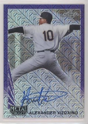 2021 Leaf Metal Draft 1990 Purple Mojo /7 Alexander Vizcaino #LA-AV2 Auto - Image 1 of 2