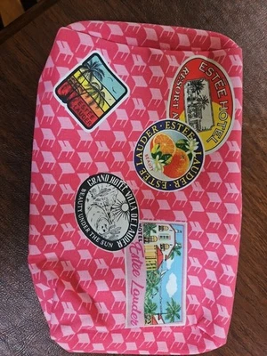 Новый Estee Lauder молнии макияж сумка розовый путешествий тропический отель ретро - Изображение 1 из 4