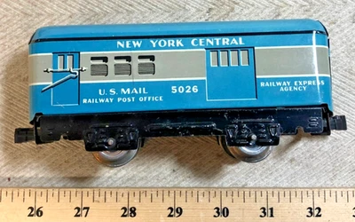 Marx 5026 Blue NYC US Mail Railway Post Office 6inch tin Car (C) - Image 1 of 4