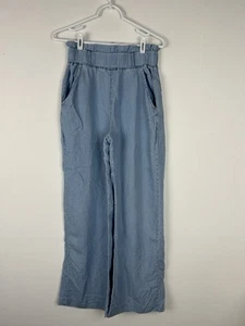 Thread And Supply Womens Small Chambray Pants Wide Leg Solid Blue Pull On - Picture 1 of 3