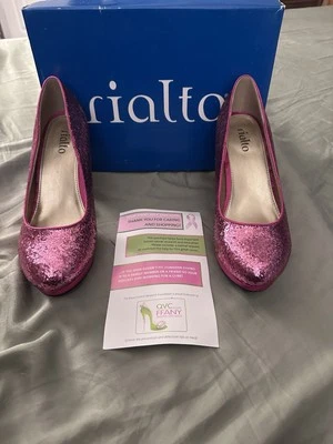 Tacones Rialto Dorothy Rosa Brillo Concientización sobre el Cáncer de Mama, Nuevos en Caja, Talla 8M Foto 1 de 4