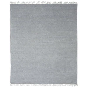 Eco-Friendly Hand Woven Flat Weave Kilim Wool Area Rug Solid Light Silver BBH - Picture 1 of 75