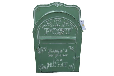 Landhaus Briefkasten Ther's No Place Like Home Metall 40x28x10cm Retro Grün Neu - Bild 1 von 4