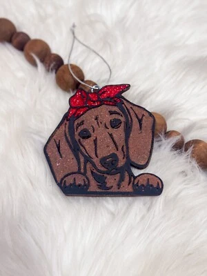 Lindo Dachsund con arco coche Freshie molde de silicona! Foto 1 de 2