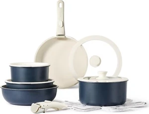 CAROTE 15 Pcs Pots and Pans Set, Nonstick Cookware Set Detachable Handle