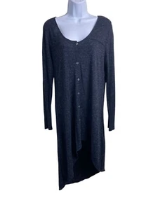 Soft Surroundings Gray Long Sleeve Midi Dress size Medium Artsy Asymmetrical Hem - Picture 1 of 18