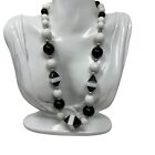 Vintage Necklace Black and White Graduated Beads 19 inches