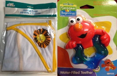  Angel of Mine Infant Hooded Towel and 1 Elmo Beginnings Teether. - Image 1 of 4