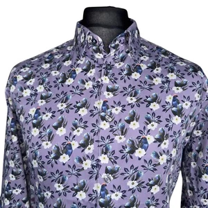 TED BAKER Shirt Mens 5 Fits as LARGE (42") Long Sleeve Mauve Floral Print - Picture 1 of 12