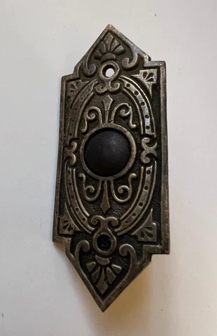 Antique Bronze Ornate Doorbell Victorian 3.5" Architectural Salvage Cover