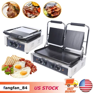 Commercial Electric Panini Press Grill Griddle Plate , Flat Sandwich Steak Maker - Picture 1 of 12