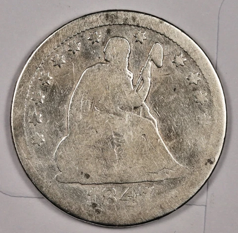 1847 Liberty Seated Quarter.  VG Detail.  177293 Cover