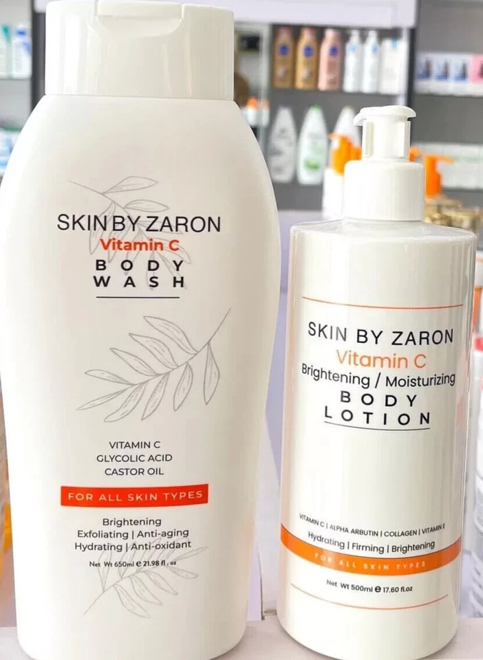 Skin by Zaron Vitamin C Brightening and Moisturizing Body Lotion + Body Wash