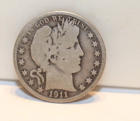 1911 US Barber Silver Half 50c (Ding on Face) Cover