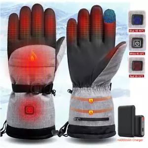 Electric Heated Gloves Rechargeable Battery Hand Warm Windproof Thermal Winter - Picture 1 of 18