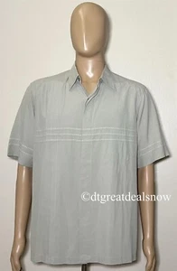 Claiborne Men’s Short Sleeve Button Down Shirt Light Khaki Beige 100% Silk Large - Picture 1 of 8