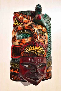 HAND MADE CARVED WOODEN MASK FROM GUATEMALA - GORGEOUS DETAILS!!! #3 - Picture 1 of 4
