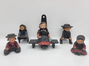 Vintage Cast Iron Amish Family Figurines Set of 5 Pieces - Picture 1 of 8
