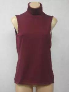 Top Borgoña Elástico Cuello de Tortuga Sin Mangas Grande L Nuevo con Etiquetas $150 - Imagen 1 de 4