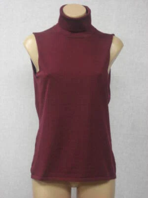 Top HUGO BOSS elástico cuello alto sin mangas borgoña grande L nuevo con etiquetas $150 Foto 1 de 4