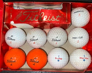 palline da golf vintage Titleist 384 DT 90, Dunlop Blue Max, Pinnacle 12 palline - Foto 1 di 4