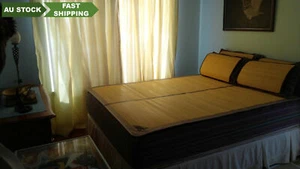Bamboo bed mat plus 2 pillow covers-3 pieces all together  三件套-原色竹席加两个竹枕套 - Picture 1 of 11