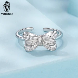 Anillos de plata 925 con arco de circón de cristal para mujer anillo de plata de moda talla 8 - Imagen 1 de 6