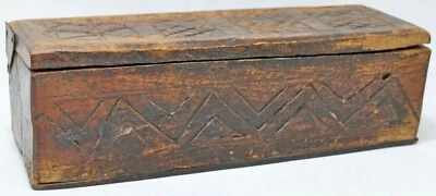 Antigua caja de especias de utensilios de cocina de madera original tallada a mano Foto 1 de 4