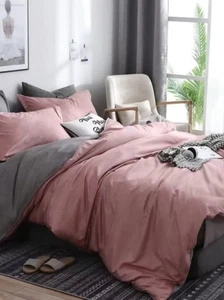 Pink & Grey Printed Duvet Set Luxury Single Double King Bedding Set - Picture 1 of 1