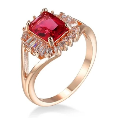 Anillo elegante de oro rosa de lujo AAA circonita cúbica relleno de oro rosa de 18 quilates para mujer talla 6-10 Foto 1 de 4