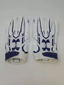 New Under Armour Men's White/White/Purple WR Football Gloves - Picture 1 of 4