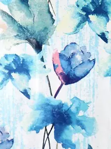 2 Pieces Abstract Flower Eyelet Polyester Window curtains - 5 Feet - Picture 1 of 9