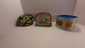 Vintage Blechspielzeug Lot Spinner Racer Blechtoaster und die klassische kleine Blechtrommel - Bild 1 von 12