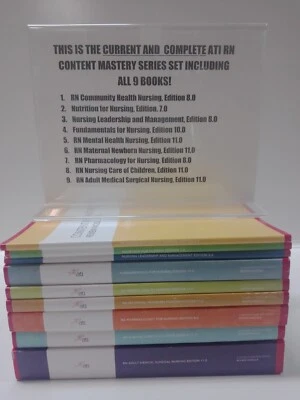 2019 ATI Nursing RN Content Mastery Series Complete Set of 9 Books Foto 1 de 4