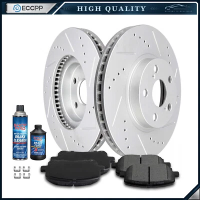 Front Brake Rotor And Pads For Toyota for Corolla 2003-2008 Drilled Slotted Foto 1 de 4