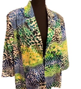 VTG Blazer 1X Womens Artsy Art To Wear Snake Print Colorful Cotton Spandex Y2K - Picture 1 of 9