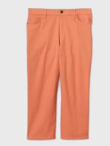 Pantaloni chino donna vita alta gamba larga crop lunghezza caviglia Ava & Viv nuovi con etichette corallo - Foto 1 di 2