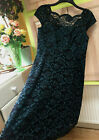 Marks & Specer M&S beautiful roses lace dress size 12 petrol green black New.