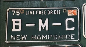 1979 NEW HAMPSHIRE VANITY LICENSE PLATE TAG B-M-C 2 Extra holes - Picture 1 of 1