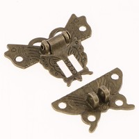 2 PCs Vintage Style Antique Brass Hasp Retro Embossing Decorative Latch with Padlock Hole for Jewelry Box Wooden Chest Cabinet 3.3 by 2.6 inch, L x W