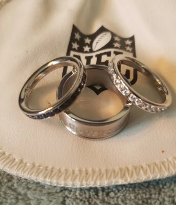 Dallas Cowboys Mujer Plata Esterlina 3 Piezas Anillo Conjunto Talla 7 NUEVO  Foto 1 de 2