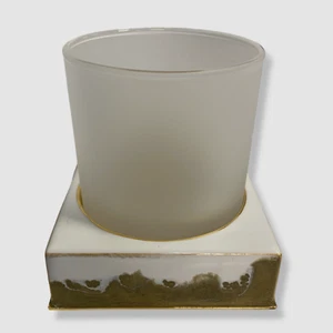 $240 Mike & Ally Lava White/Gold Square Tumbler 3.5"W X 3.75"H - Picture 1 of 7