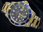 Rolex Submariner Date 2Tone 18K Yellow Gold Stainless Steel Blue Sub Sel 16613