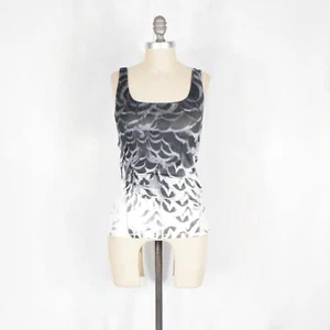 Lululemon Amala Tank Top 6 Gray & White Plume Pattern Scoop Back Athletic Shirt - Picture 1 of 7